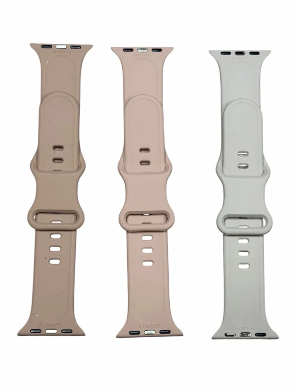 NWOT Set of 3 Arctime Silicone Apple Watch Bands - Dusty Pink, Tan, Light Gray
